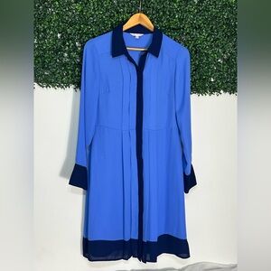 Nanette Lepore Pintuck Sheer Chiffon Shirt Light Blue Color-block Dress Size 8